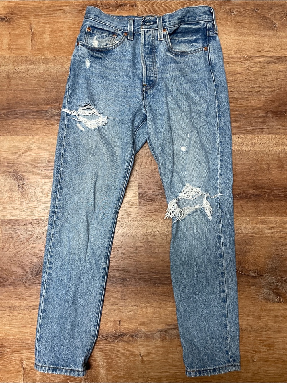 Levi's Light Blue Distressed Slim Straight Jeans